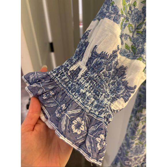 NWOT ISLA PAYAL Cornwall Maxi - Mughal Garden Blue, $218 XS no belt - Picture 5 of 10